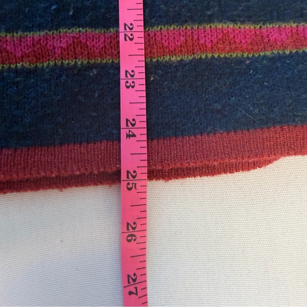 Vintage Wool Red Blue Yellow Fair Isle Classic Knit Crew Neck Sweater - Picture 5 of 6